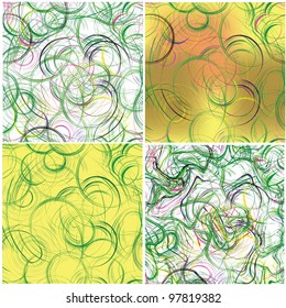 Set of grunge seamless patterns with circles and stripes