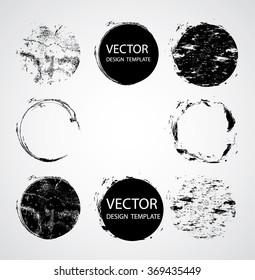 Set of Grunge  Shapes . Distressed Effect in Circle Form. Vector stamps collection.