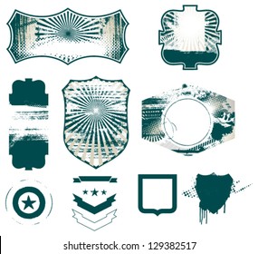set of grunge shields
