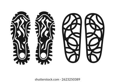 Set Grunge silhouette of footprint vector illustrations