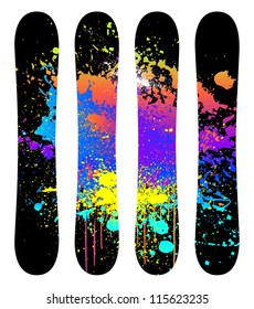 Set grunge snowboard. Vector illustration
