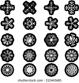 Set of grunge snowflakes 