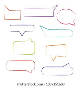 Set of grunge speech bubbles isolated on white background, vector illustration.