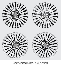 Set of grunge spiral background 