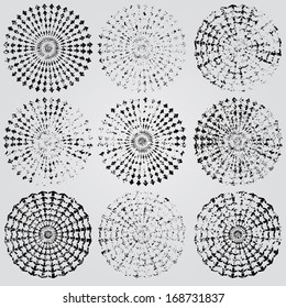 Set of grunge spiral background 