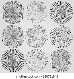 Set of grunge spiral background 