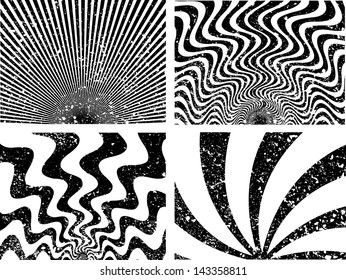 Set of grunge spiral background. Vector illustration.