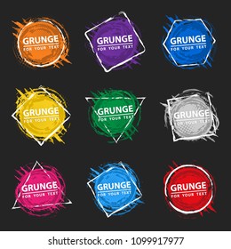 Set grunge splash banners. Vector splatter labels with space for text. Vector frame for text. Element for design  flyers, business cards, gift cards, brochures, invitations and more. Grunge splash set