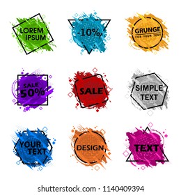 Set grunge splash banners. Vector splatter labels with space for text. Vector frame for text. Element for design  flyers, business cards, gift cards, brochures, invitations and more. Grunge splash set