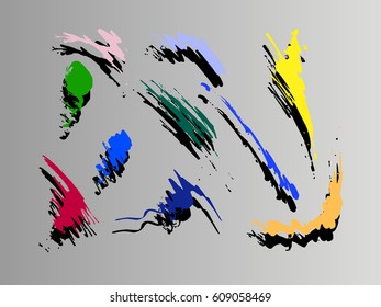 Set of grunge splash vector