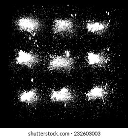 Set of grunge splashes. Grunge background. Grunge brushes. Retro background. Vintage background. Design elements. Grunge texture. Hand drawn. Texture background. Abstract shapes