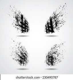 Set of Grunge Spots isolated on White Background. Vector Illustration. 