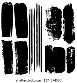 Set of grunge spots, strokes. Dry brush strokes vector