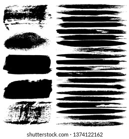 Set of grunge spots, strokes. Dry brush strokes vector