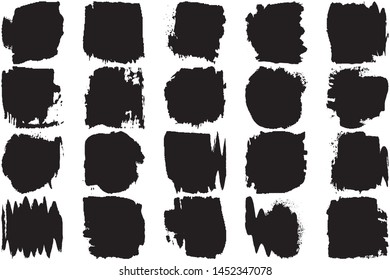 Set of grunge spots. Vector paint strokes of black on a white background