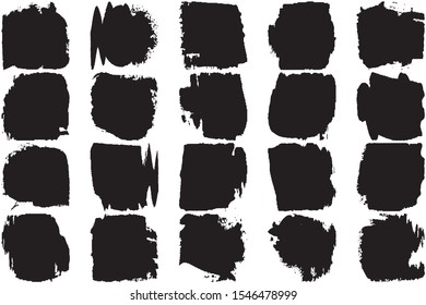Set of grunge spots. Vector paint strokes of black on a white background