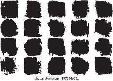 Set of grunge spots. Vector paint strokes of black on a white background