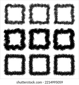 Set of grunge square. black square shape borders. rectangular shapes. decorative design elements. Dirty grunge design frames