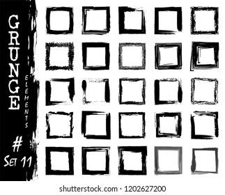 Set of grunge square frame elements . Ink splash watercolor painting design . Vector illustration .