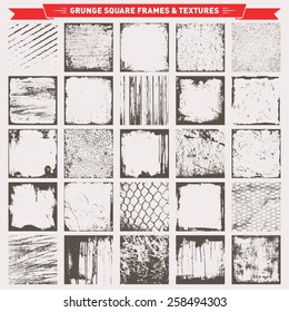 Set Of Grunge Square Frames Borders Textures Backgrounds Vector