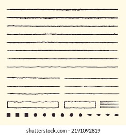 Set of grunge square frames. Empty border background. Hand draws black and white ink. Distress damaged edge vintage template. Brush stroke vector
