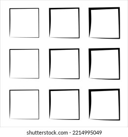 Set Of Grunge Square. Handdrawn Square Frame. Grunge Style Set Of Square Shapes. Hand Drawn Brush Strokes. Dirty Grunge Design Frames