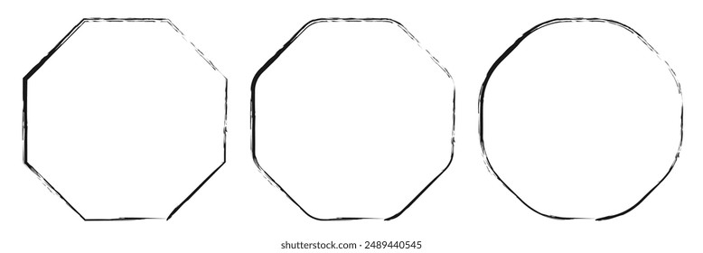 Set of grunge square template backgrounds. Vector black painted squares or rectangular shapes. Hand drawn brush strokes. Dirty grunge design frames, borders or templates for text. Black brush frame.