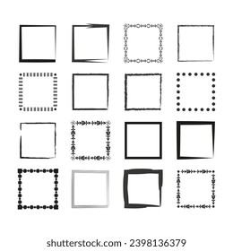 Set of grunge square template elements. Vector illustration. EPS 10.