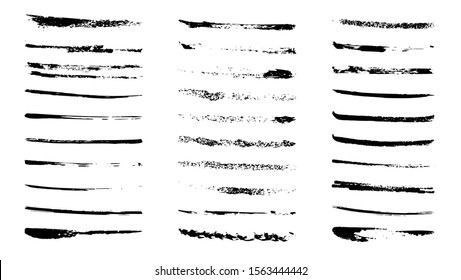 Set of grunge stains brushes. Collection of hand drawn ink elements isolated on white background. Good for collage and decorations. Vector bundle illustration.
