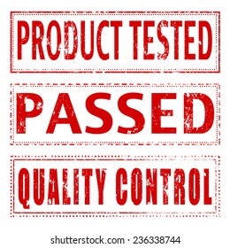 Set grunge stamp with text Product tested,Passed,Quality control on vector illustration