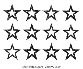 Set of grunge star shapes.