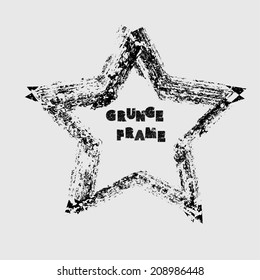 Set of grunge stars frame. Vector illustration. 