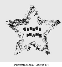 Set of grunge stars frame. Vector illustration. 