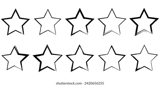 A set of grunge stars - frames in black. Vector elements for design design. Universal symbols and elements.