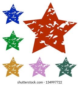 Set of grunge stars on a white background