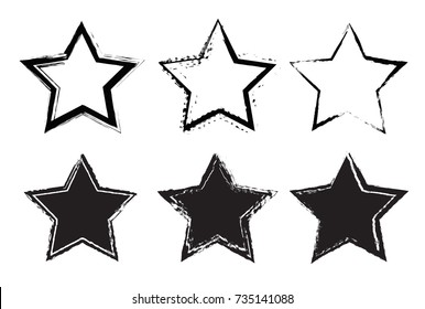 Set of grunge stars .Vector star symbol.