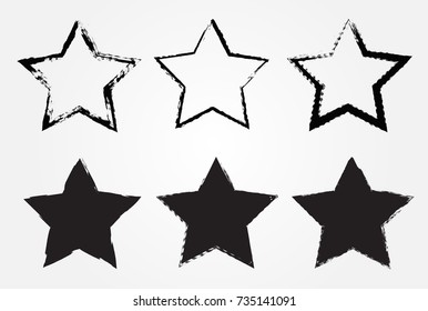 Set of grunge stars .Vector star symbol.
