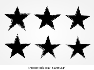 Set of grunge stars .Vector symbol.