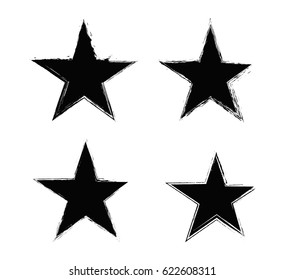 Set of grunge stars.Vector star symbol.