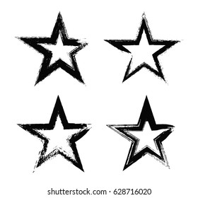 Set of grunge stars.Vector star symbol.