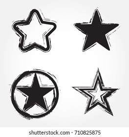Set of grunge stars.Vector star symbol.