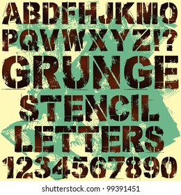 A Set of Grunge Stencil Letters