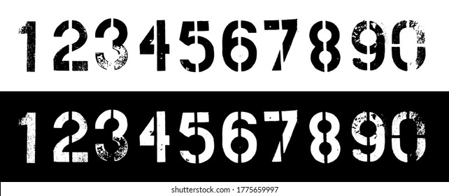 Set of grunge stencil numbers. Dirty painted nombers isolated. EPS10 vector graphic.