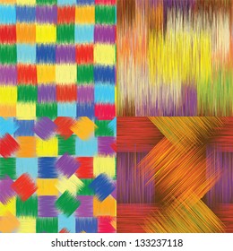 Set of grunge striped ,checkered and stained seamless patterns