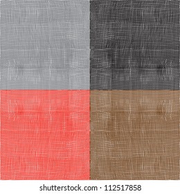 Set of grunge striped and checkered wavy textures. Vector design