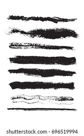 Set of grunge stroke brushes. Distress line design elements collection. Dirty artistic template. EPS10 vector.