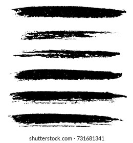 Set of grunge stroke brushes. Distress line design elements collection. Dirty artistic template. EPS10 vector.