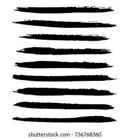 Set of grunge stroke brushes. Distress line design elements collection. Dirty artistic template. EPS10 vector.