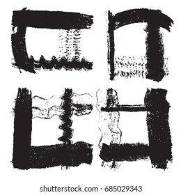 Set of grunge strokeframe. Distress line design elements collection. Dirty artistic template. EPS10 vector.
