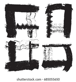 Set of grunge strokeframe. Distress line design elements collection. Dirty artistic template. EPS10 vector.